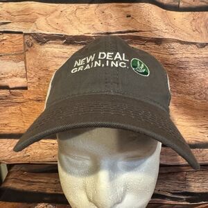 New Deal Grain Inc Texas Organic Farm Elevator Hat Cap Gray White Mesh Trucker
